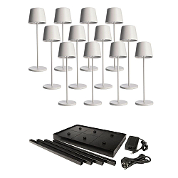 battery table lamp CANIS GASTRO L with touch dimmer, with charger, 12 pcs. IP65, mat, traffic white dimmable