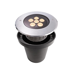 Outdoor LED NV-Boden-Einbaustrahler CANUM, IP67 IK10, � 17.3cm, 24V DC (exkl. BG), 14W 3000K 800lm 35/45�, 2-Pol, Edelstahl