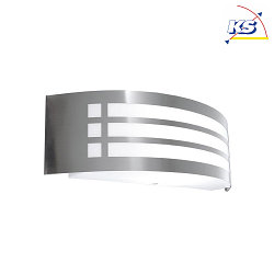 Outdoor wall luminaire VEGA I, IP44, E27 max. 11W, brushed stainless steel / opal