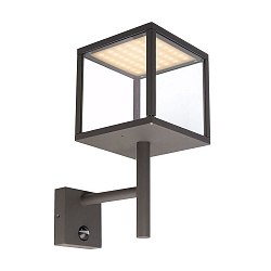 Outdoor LED sensor-wall luminaire LACERTAE, IP54, 10W 3000K 440lm 120�, alu diecast, dark grey