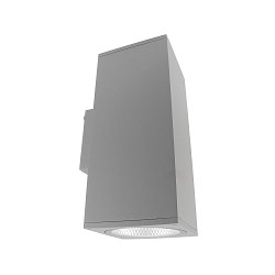 facade spotlight SHORELINE PRO SQUARE 140 UP&DOWN 2 flames, square, CCT Switch IP65, light grey dimmable