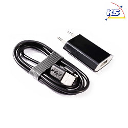 USB Steckernetzteil 5V DC, 1000mA mit Mikro USB Kabel, schwarz