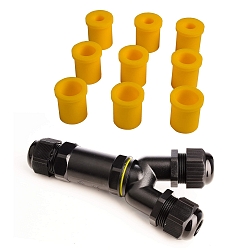 Outdoor Multi Y-Verbinder f�r 3 Kabel 4-14 mm, 3 Adern 0.5-4 mm�, max. 450V AC/24A 