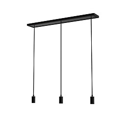 Pendelleuchte MADOX 3-WAVE f�r Deko-Leuchtmittel, E27, 3-flammig, Baldachin lang, mit 150cm Textil-Kabeln, Metall, schwarz