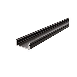 AU-01-12, flat U-profile for 12 - 13,3 mm LED stripes, 200cm, matt brushed black