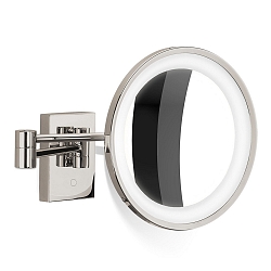 LED Wandkosmetikspiegel beleuchtet BS 40 5x, 6W, 2700-4000K, Nickel pliert