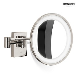 mirror with lighting BS 40 LED 10-fold IP 44, nickel, polished aluminium 