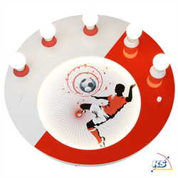 Elobra Deckenleuchte FUßBALL Kinderzimmerleuchte, 5x E14, 54 LEDs, rot / weiß