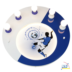 Elobra Deckenleuchte FUßBALL Kinderzimmerleuchte, 5x E14, 54 LEDs, blau / weiß