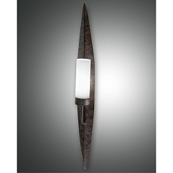 Wandleuchte VANITY, E14, Metall in dunkler Rostoptik /  Glas wei�, H�he 70cm
