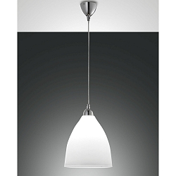 Pendelleuchte PROVENZA, E27, � 27cm, verchromt / Glas, Wei�