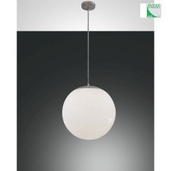 Fabas Luce BONG Pendant luminaire, E27, nickel satin / glass white,  30cm