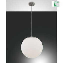Fabas Luce BONG Pendant luminaire, E27, nickel satin / glass white,  40cm