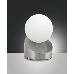 LED Tischleuchte GRAVITY, 5W 3000K 470lm, mit Touch-Dimmer, Glas wei�, Nickel satiniert