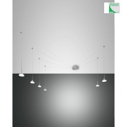 Fabas Luce ISABELLA LED Pendant luminaire 6 pendulums, nickel satin / chrome / aluminum