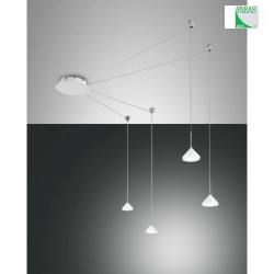 Fabas Luce ISABELLA LED Pendant luminaire 4 pendulums, white / chrome