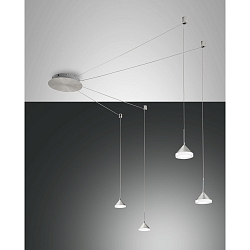 Fabas Luce ISABELLA LED Pendant luminaire 4 pendulums, nickel satin / chrome / aluminum