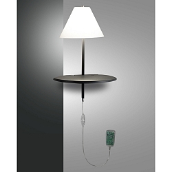 LED Wandleuchte GOODNIGHT, mit Ablage USB-Port und Touch-Dimmer, Metall / geblasenes Glas , Anthrazit