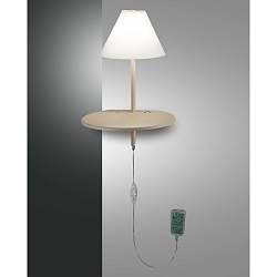 LED Wandleuchte GOODNIGHT, mit Ablage USB-Port und Touch-Dimmer, Metall / geblasenes Glas , Taubengrau