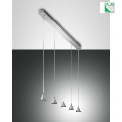 Fabas Luce DELTA LED Pendant luminaire 5 pendulums, aluminum satin