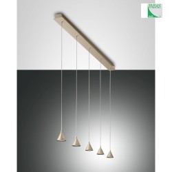 Fabas Luce DELTA LED Pendant luminaire 5 pendulums, gold matt