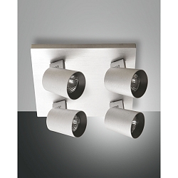 Spotleuchte MODO, IP20, 4-flammig, 4x GU10 max. 35W, dreh- und schwenkbar, Aluminium geb�rstet