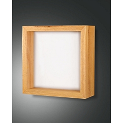 LED Wandleuchte WINDOW, 37.5 x 37.5cm, 29W 3000K 2880lm, mit Steckerkabel + Schalter, Eiche / Acryl, Eichenholz