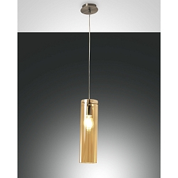 Pendelleuchte SINTESI, 1-flammig, E27 max. 60W, Metall / geblasenes Glas, Amber