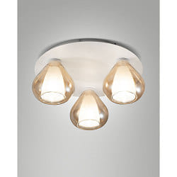 Deckenleuchte LILA, 3-flammig, E14, Borosilikatglas, Schirme amber