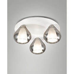 Deckenleuchte LILA, 3-flammig, E14, Borosilikatglas, Schirme fum�