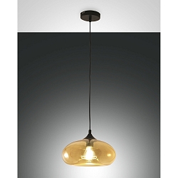 Pendelleuchte ELA, H�he verstellbar, E27 max. 60W, Metall / geblasenes Glas, Amber