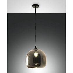 Pendelleuchte MAIA, H�he verstellbar, E27 max. 60W, Metall / geblasenes Glas, Grau transparent