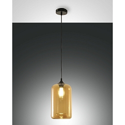 Pendelleuchte SILO, H�he verstellbar, E27 max. 60W, Metall / geblasenes Glas, Amber