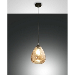 Pendelleuchte GISELLA, E27 max. 60W, Metall / geblasenes Glas, Amber, � 20cm
