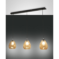 Pendant luminaire GISELLA, incl. Smartluce, E27, 3x 60W, IP20, amber
