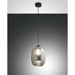 Pendelleuchte INFINITY, E27 max. 60W, Metall / geblasenes Glas, grau transparent, � 20cm
