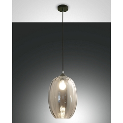 Pendelleuchte INFINITY, E27 max. 60W, Metall / geblasenes Glas, grau transparent, � 25cm