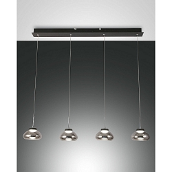 LED Pendant luminaire ARABELLA 1, incl. Smartluce, 4x 8W, 3000K, 2880lm, IP20, gray transparent