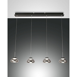 LED Pendelleuchte ARABELLA 1, 4-flammig, Leiste, 32W 3000K 3020lm, dimmbar, Grau transparent
