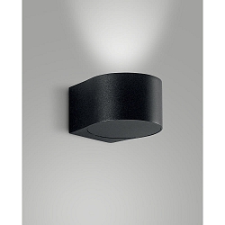 LED Au�enwandleuchte LAO, Up, 1-flammig, IP65, 6W 3000K 540lm 100�, Aluminium / Kristallglas, schwarz