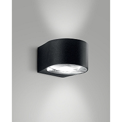 LED Au�enwandleuchte LAO, Up/Down, 2-flammig, IP65, 12W 3000K 1080lm 2x100�, Aluminium / Kristallglas, schwarz
