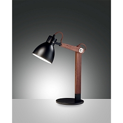 Table lamp SVEVA, E27, 1x 40W, IP20, black/walnut color