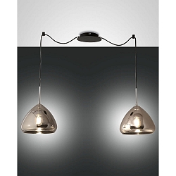 Pendelleuchte GLOW, 2-flammig, E27, IP20, schwarz/verchromt