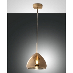 pendant luminaire GLOW 1 flame E27 IP20, amber, brass