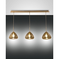 Pendelleuchte GLOW, 3-flammig, E27, IP20, Messing/Amber