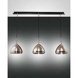 Pendelleuchte GLOW, 3-flammig, E27, IP20, schwarz/verchromt