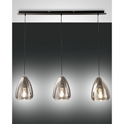 Pendelleuchte BRITTON, E27, IP20, Smartluce kompatibel, 3-flammig, grau transparent