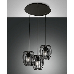 Pendelleuchte CAMP, 3-flammig, �50cm, E27, IP20, schwarz