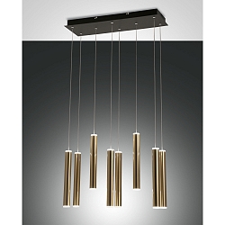 LED Pendant luminaire PRADO, round, 8x 6,5W, 3000K, 5760lm, IP20, black / gold