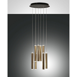 LED Pendant luminaire PRADO, bar, 8x 6,5W, 3000K, 5760lm, IP20, black / gold